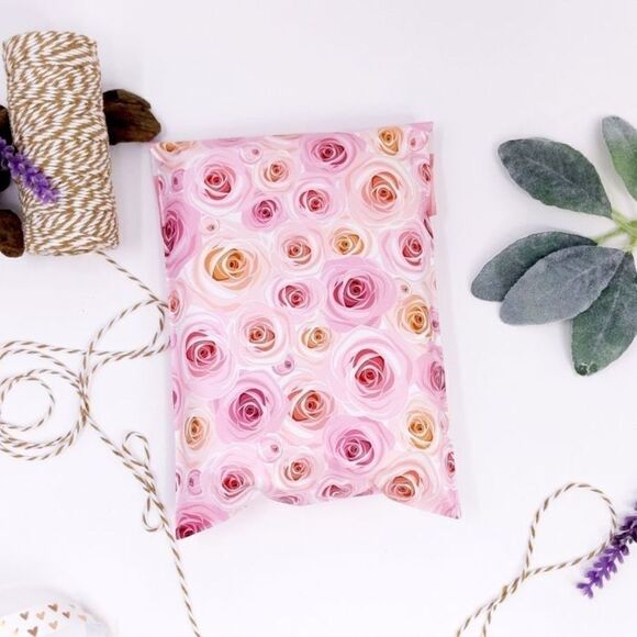 20- 6x9 Rose Print Poly Mailers - Picture 5 of 7